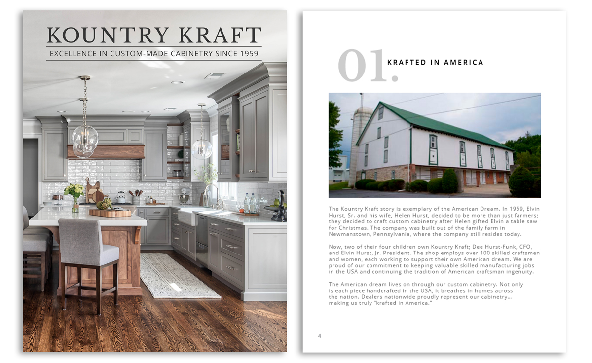 Kountry Kraft Brochure Design features custom cabinets and design inspiration