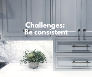 Gray cabinets showing blog challenges.