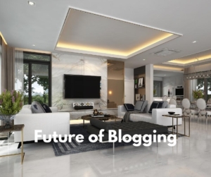 Living room with recessed ceiling lights to show the future of blogs.
