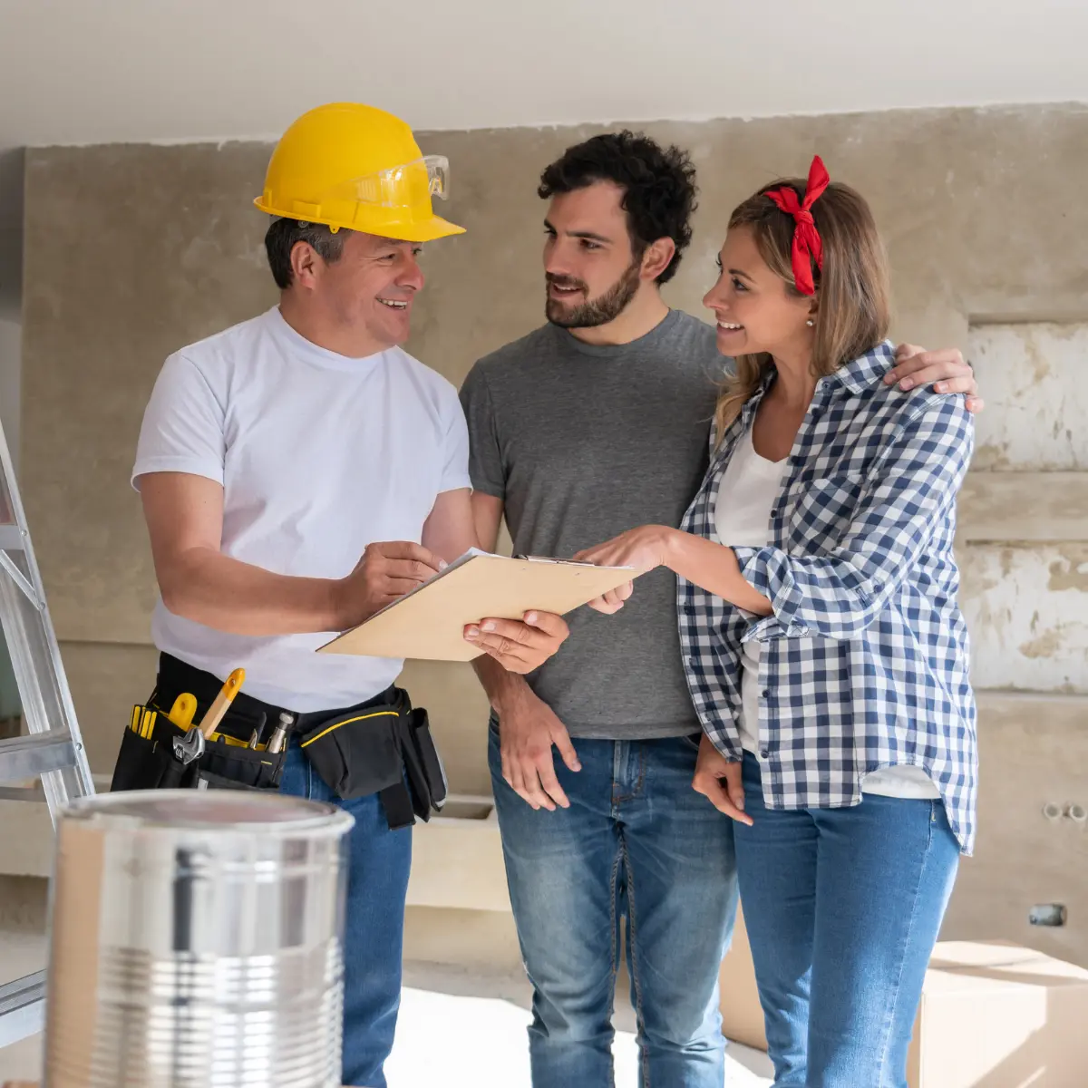 marketing tools for remodelers picture of three people discussing a project