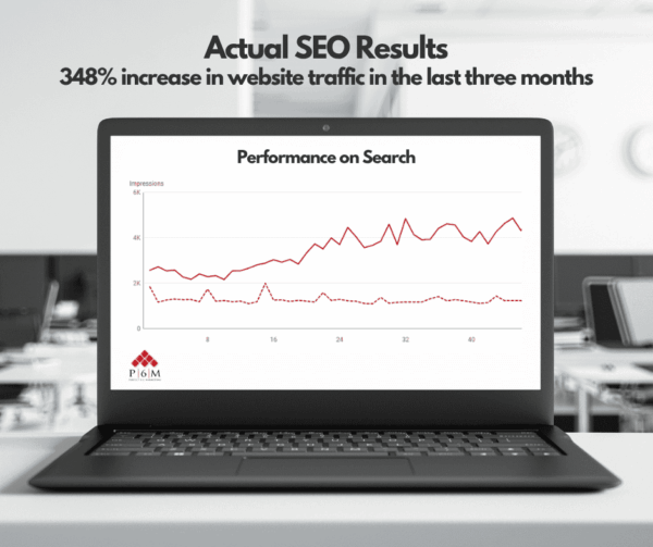 A black tablet with a red and black chart for SEO results.