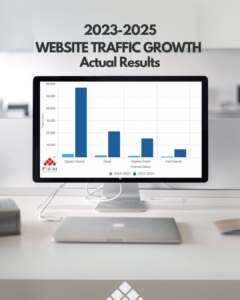 graph showing 1500% improvement in SEO for a kitchen and bath industry client