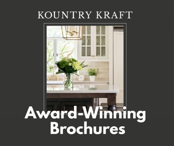 A kitchen made with Kountry Kraft on brochure.