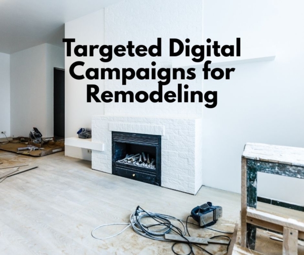 Remodeling white living room with fireplace as a marketing campaign ad.