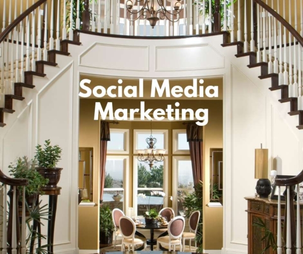Dual staircase to advertise social media marketing.