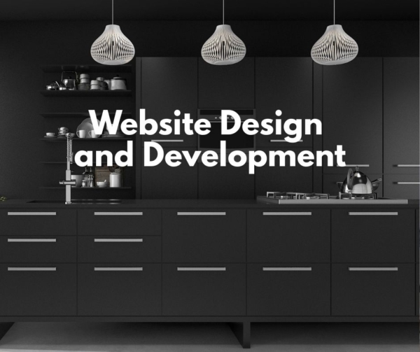 Black kitchen to advertise web design.