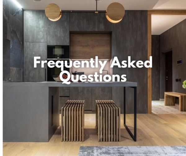A charcoal gray kitchen to highlight PR FAQ.