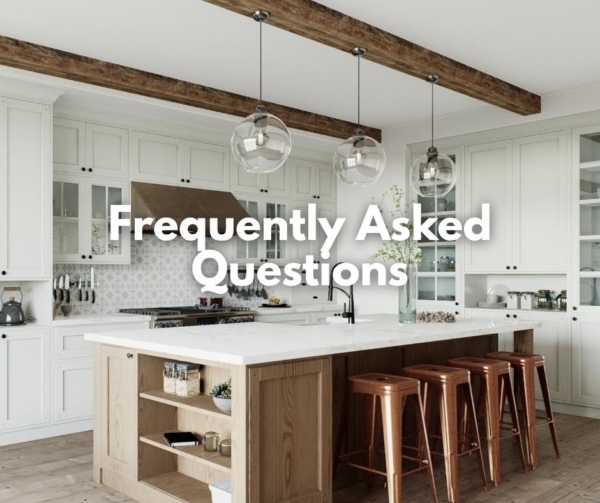 A kitchen with wood beams and clear round pendants. This is the FAQ for web design.