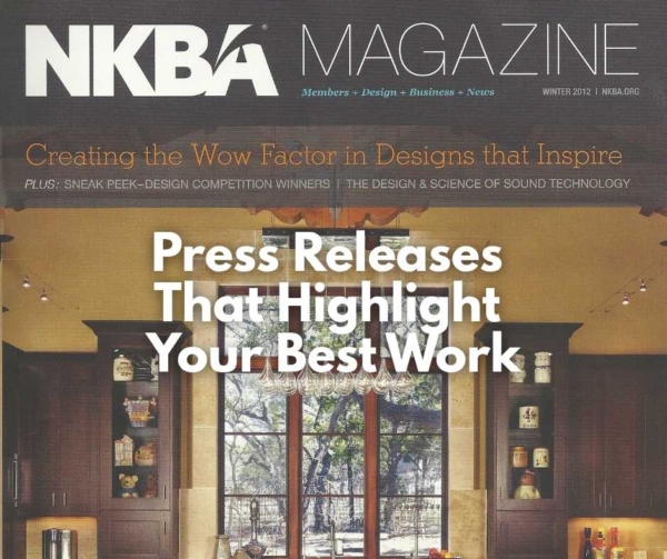 A kitchen on the cover of NKBA Magazine that highlights a press release.