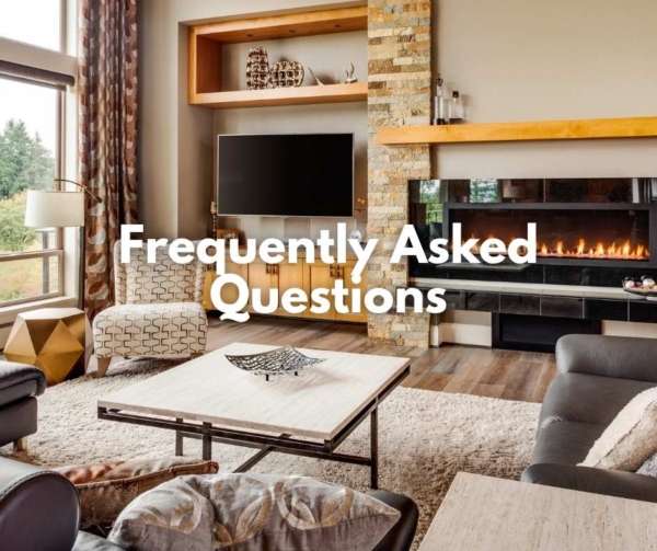 A living room with modern fireplace. Illustrates an email blog conclusion.