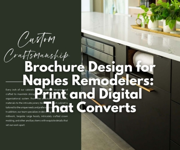 A brochure with a kitchen illustrates brochure design in Naples.