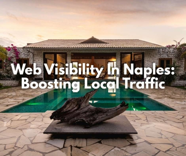 A home with a sculpture and pool at sunset. Illustrates Perfect Six in Naples.